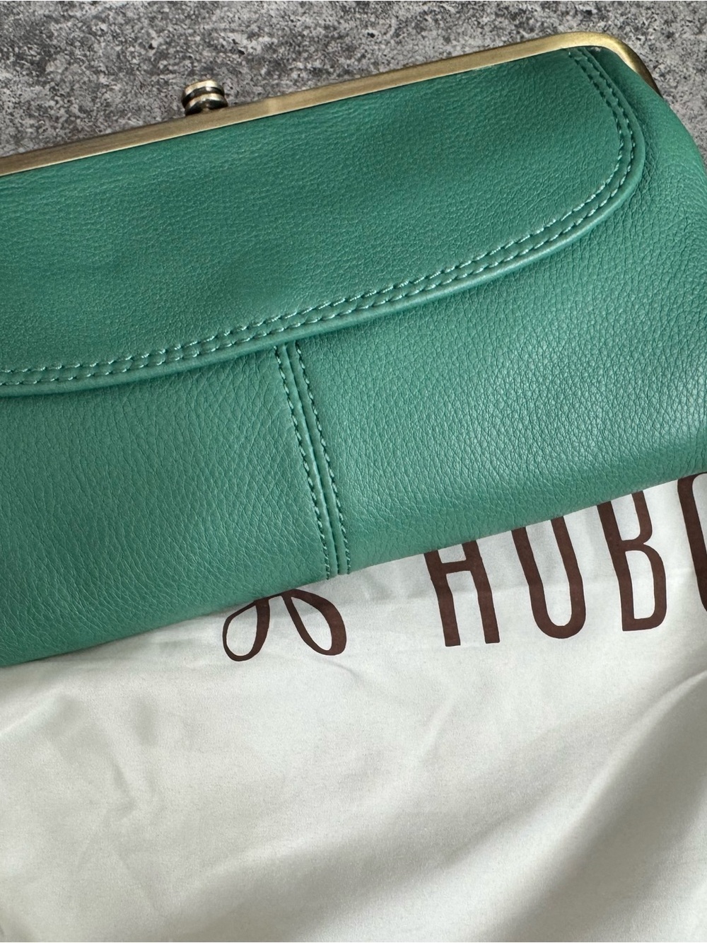 HOBO Garden Green  Leather Kiss-Lock Clutch